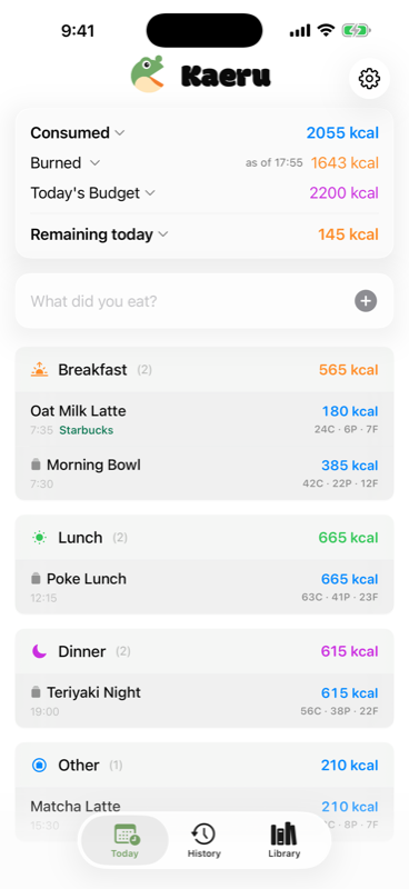 Daily calorie overview